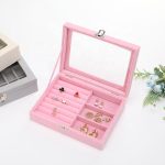 Fashion Portable Velvet Jewelry Ring Jewelry Display Organizer Box Tray Holder Earring Jewelry Storage Case Showcase