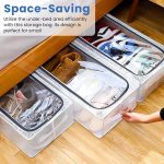 Under Bed Shoe Storage Box with Steel Frame | Large Foldable Transparent Shoe Organizer for Men & Women | Dustproof Shoe Bag with Handle – Closet Space Saver (60x30x15cm) - Home Organizer's