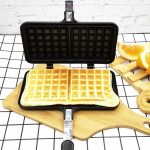 Double Sided Waffle Maker, Rectangle Shape Non-Stick Waffle Mold Baking Pan Making Tool