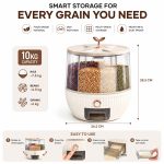 10L Revolving Grain Dispenser with Multiple Compartments | Rice, Cereal & Lentil Storage Box - Image 4