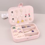 Portable Jewelry Storage Box Travel Organizer Jewelry Case Leather Storage Earrings Necklace Ring Jewelry Organizer Display - Image 8