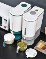 st/10 Kg Rice Dispenser, Large Sealed Grain Container Storage/10KG Rice Dispenser, Large Sealed Grain Container Storage with Lid Measuring Cylinder Moisture Proof Household Cereal Dispenser Bucket for Kitchen Soybean Corn