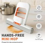 Foldable Sponge Mop with Squeeze | Stainless Steel Handle Floor Cleaning Mop | High Absorbent Water Wiper for Kitchen & Bathroom New One-Hand Press Mini Foldable Desktop Mop Self Wringing | Portable Sponge Mop for Kitchen Bathroom Glass Table | No Hand Wa - Image 4
