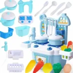 Kids pretend play pink/blue kitchen set with water circulation and dish washer toy 35*39*14 cm Kitchen Set Kids Simulation Kitchen With Water Tap Function Baby Toys With Light & Sound Red Baby Pretend Play Best Kitchen Play Gifts For Girls - Image 2