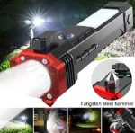 Multifunction 8in1 Portable Led Flashlight Rechargeable LED Torch Flashlight | Car Emergency Tool with Window Breaker Hammer | Cutter | Flashlight Household Rechargeable Ultra Strong Outdoor Bright Led Flashlight - Image 3