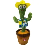 Dancing Cactus Talking Toy Kids Children Plush Electronic Toys Baby Singing Wriggle Voice Recording Repeats What You Say LED Lights Toddler Educational Funny Gift