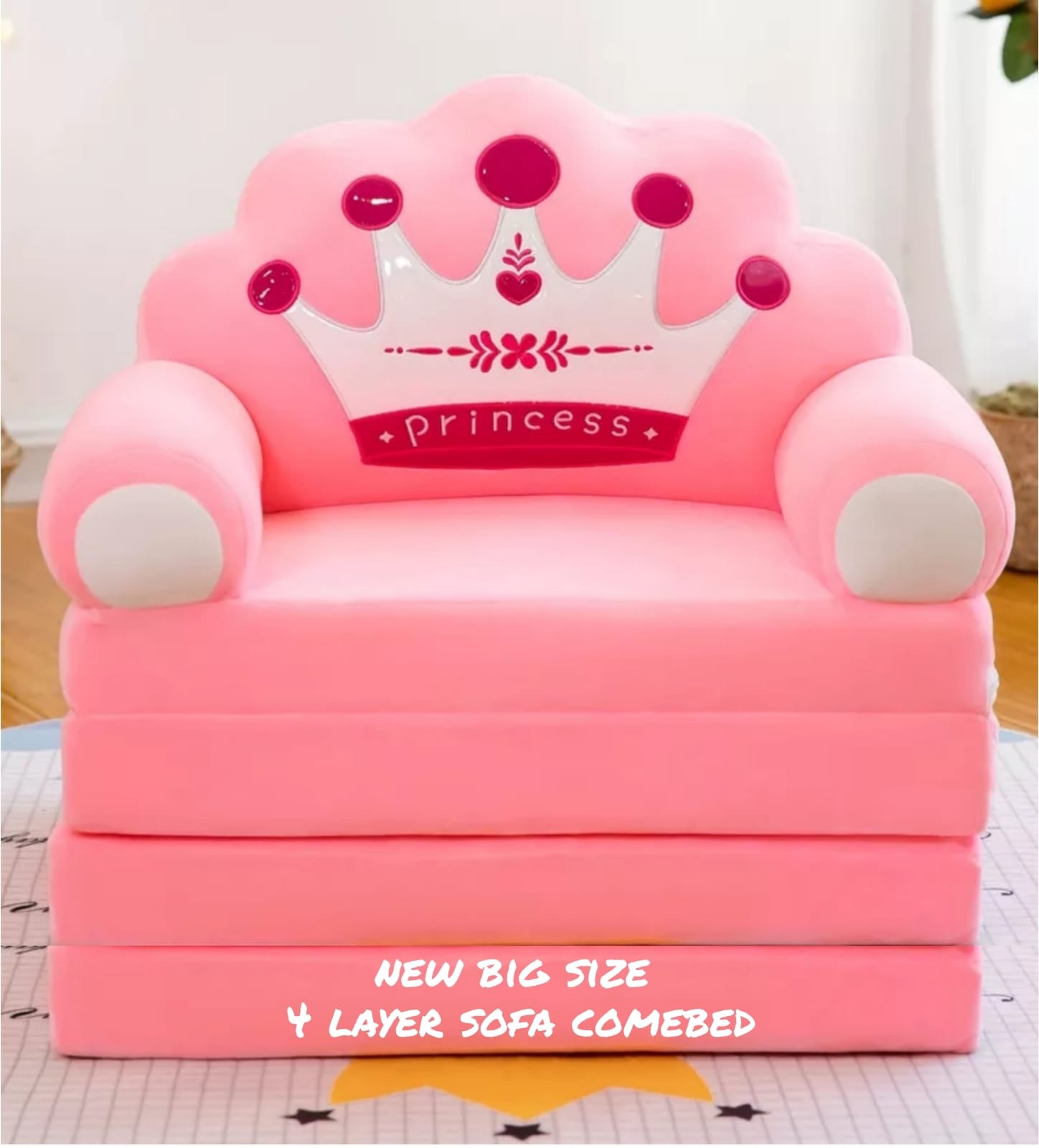 imgi_70_64381dd49bfa432b66480441ef72f75b 4 layer Cute Children seat kids cartoon sofa Foldable Sofa bed 2in1 - Image 1