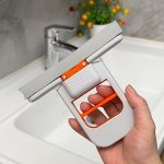 Foldable Sponge Mop with Squeeze | Stainless Steel Handle Floor Cleaning Mop | High Absorbent Water Wiper for Kitchen & Bathroom New One-Hand Press Mini Foldable Desktop Mop Self Wringing | Portable Sponge Mop for Kitchen Bathroom Glass Table | No Hand Wa - Image 5