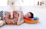 Imported Quality 3D Cute Donuts Pillow Chocolate Donuts Plush Macaron Food Cushion Nice Bottom Cushion Nap Pillow Doughnut Back Cushion Pillow Saddle Car Set Plush Toys Kids Gift Home Textiles Decorations