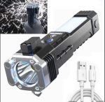 Multifunction 8in1 Portable Led Flashlight Rechargeable LED Torch Flashlight | Car Emergency Tool with Window Breaker Hammer | Cutter | Flashlight Household Rechargeable Ultra Strong Outdoor Bright Led Flashlight - Image 6