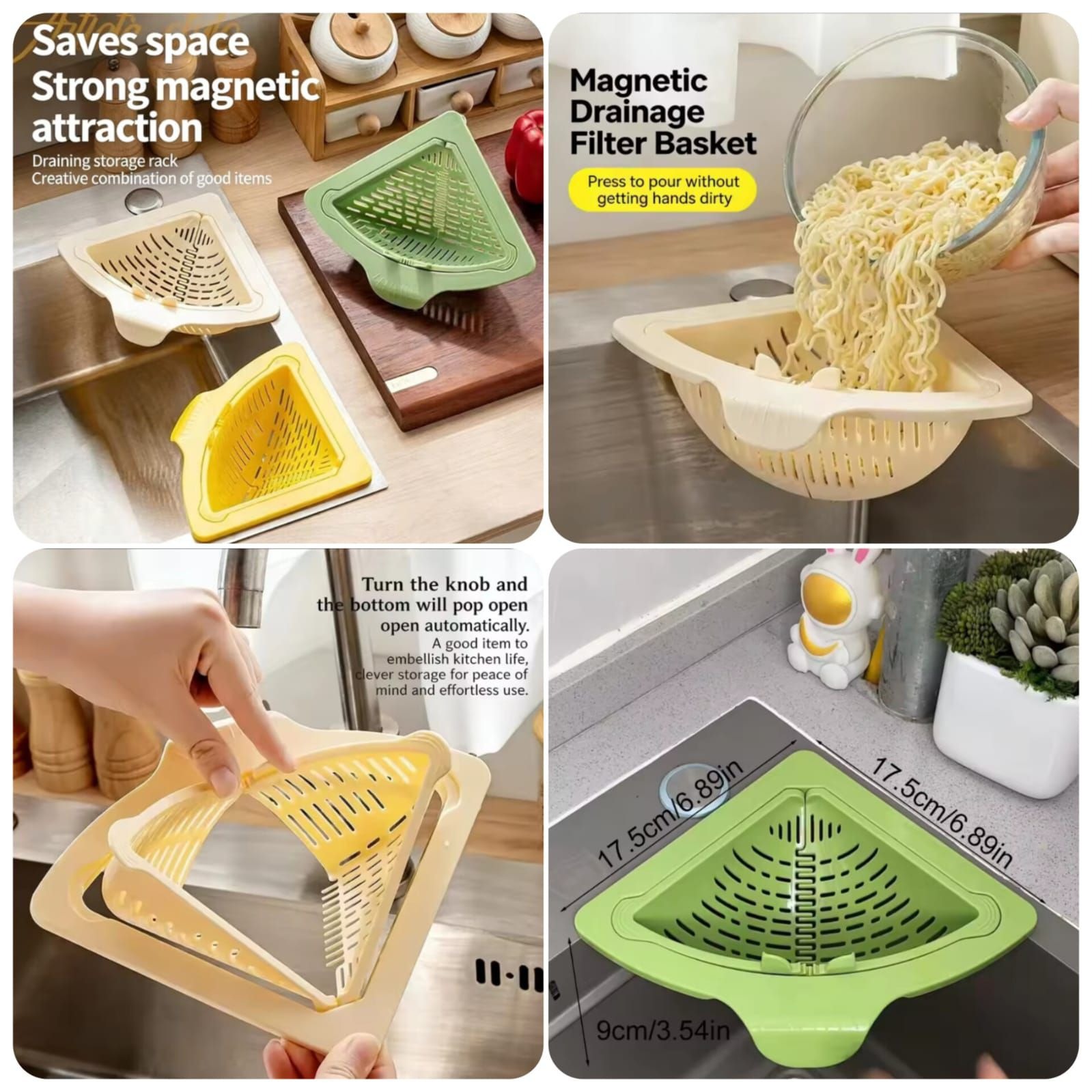 imgi_72_7d5e95e94298b2c4400e682900ef6931 Magnetic Corner Sink Strainer Kitchen Drain Basket Waste Filter Holder Space Saver - Image 1