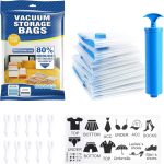 Vacuum Storage Bags Set – Pack of 6 with Hand Pump | Space Saver Vacuum Bags for Clothes, Blankets, Duvets, Pillows, Bedding, Quilts | Reusable Compression Bags with Zip Seal | 80% More Space | Travel & Home Use | Airtight Seal | 2 Piece 50x70 , 2 Piece