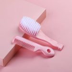 Tawakkal Mart 2pcs/set Newborn Baby Cartoon Soft Baby Hair Brush Comb Scalp Baby Hair Care Comb Hair Brush Set Baby Hair Brush Comb Tool Set