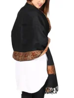 Shawl Winter Shawl Chader Dupattas, Stoles & Shawls (Black) - Image 5