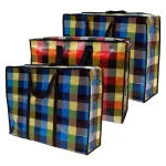 Extra Large Laundry Shopping Bags - Waterproof Storage Bag with Zipper and Handles for Travel, Moving, Packing Clothes - Random Colours - Image 2