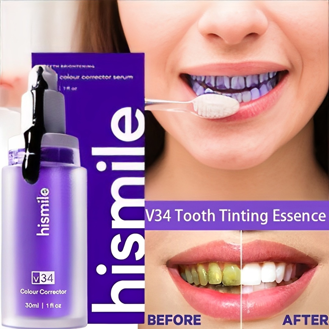 imgi_9_a51cec680c0fc88d7f7563271db8417e Hismile v34 Color Corrector Purple Teeth Whitening Toothpaste Kit without Toothbrush Pen Strips - Image 1