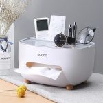 New ECOCO Napkin Holder Tissue Boxes Kitchen Storage Box Living Room Storage Rack Creative Table Stationery Office Desk Case Organizer Creative Case Remote Control Multifunctional DrawerDesk Organizer - Image 4