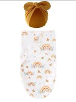 Newborn Sleeping Bag Cotton Baby Swaddle Wrap Adjustable Newborn Sleepsack Hat Set Anti-kick Swaddle Warm Soft Blanket