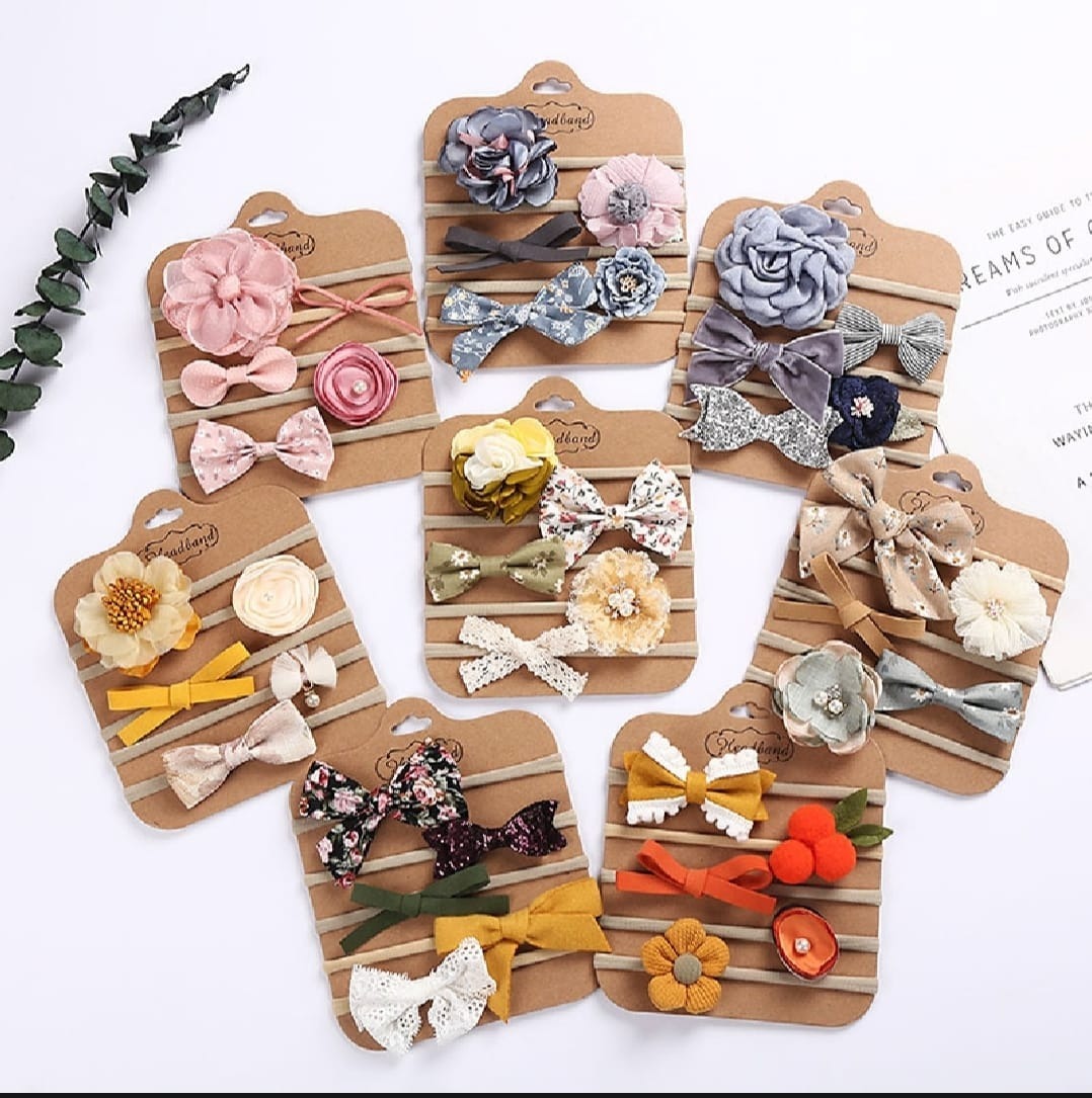 imgi_11_1db5d1c01faeb Product details of 3/5/6 Pcs/Set Baby Girl Headband Bows Elastic Hair Band Solid Color Kids Turban Hair Accessories Material:Polyestersize:About 15x9cmPackage including: 5pcs Hair Band - Image 1