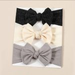 3pcs/Set Wholesale Knitted Children Hairband Solid Color Strips Cute Bow Headband For Infant Baby Kids Sport Hair Accessories