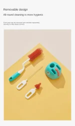 Tawakkal Mart 3pcs Set Baby Bottle Cleaning Brush Silicone 360 Degree Bottle Cleaner Tool Infant Bottle Pacifier Straw Brush with Base Storage - Image 4