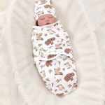 Newborn Sleeping Bag Cotton Baby Swaddle Wrap Adjustable Newborn Sleepsack Hat Set Anti-kick Swaddle Warm Soft Blanket