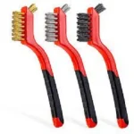 Set of 3 Pc Mini Wire Brush Cleaning Tool Kit Brass, Nylon, Stainless Steel Bristles, Gas Cleaning Brushes Iron Nylon Copper Wire for Car Kitchen Gas Stove Cleaning Tool - Image 3