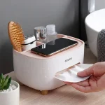 New ECOCO Napkin Holder Tissue Boxes Kitchen Storage Box Living Room Storage Rack Creative Table Stationery Office Desk Case Organizer Creative Case Remote Control Multifunctional DrawerDesk Organizer - Image 2