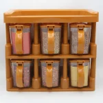 6 Pieces Spice Jar Set with Rack | Plastic Masala Box Organizer with Transparent Seasoning Containers & Handles | Multipurpose Kitchen Spice Storage Rack for Condiments, Herbs, Sugar & Dry Foods - Image 2