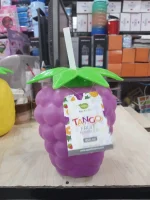 TANGO Fruit Tumbler 850ml – Reusable Plastic Drink Cup with Straw – BPA-Free Kids & Party Juice Cup – Strawberry, Pineapple & Grape Design