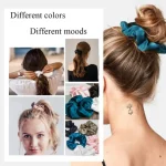 GP2/4 pcs Women Silk Scrunchie Elastic Multicolor Hair Band Ponytail Holder Headband Hair Accessories Satin Silk Solid Color Hair Ties