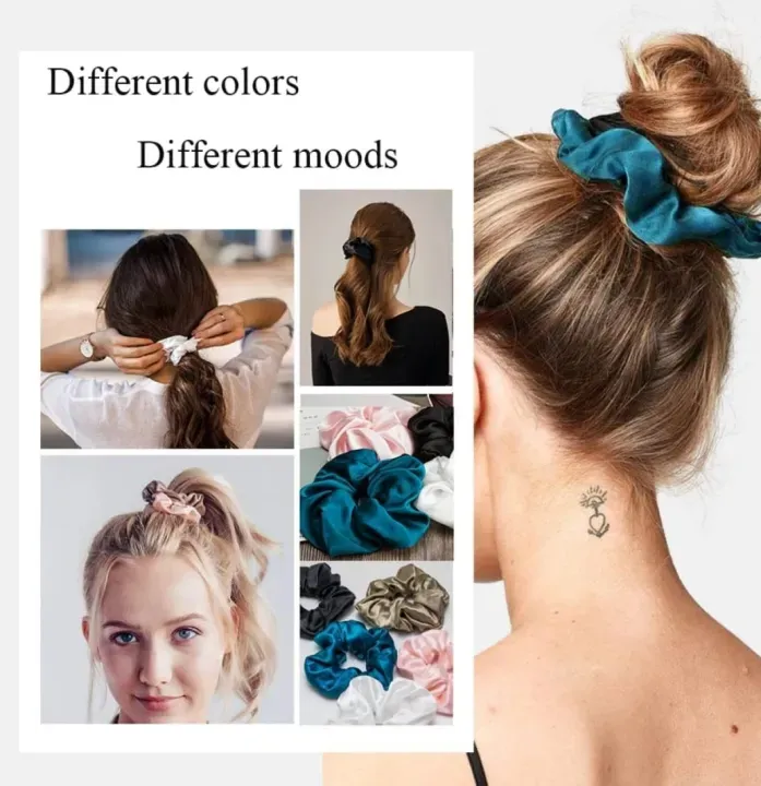 imgi_1_0af49e36e5167a7da08a75af634e4534.jpg_720x720q80.jpg_ GP2/4 pcs Women Silk Scrunchie Elastic Multicolor Hair Band Ponytail Holder Headband Hair Accessories Satin Silk Solid Color Hair Ties - Image 1