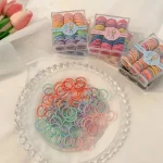 Tawakkal Mart 100pcs/Bag Children Cutee Candy Cartoon Solid Rubber Bands Girls Lovely Colorful Elastic Hair Bands Kids Sweet Hair Accessories By Tawakkal Mart