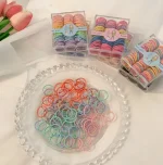 Tawakkal Mart 100pcs/Bag Children Cutee Candy Cartoon Solid Rubber Bands Girls Lovely Colorful Elastic Hair Bands Kids Sweet Hair Accessories By Tawakkal Mart