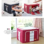 One peice premium 55- Litre Capacity Folding Cloth Steel Frame Clothing Storage Bag Folding Organizer Box Storage Bag Zipper Lid (SIZE --50 x 40 x 36cm)