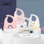 GP Baby Bibs Waterproof Soft Silicone Feeding Stuff Dinosaur Pattern Adjustable Children Bib