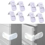 Tawakkal Mart 2pcs Baby Safety Drawer Lock Anti-Pinching Hand Cabinet Drawer Locks Plastic White Safety Buckle for Children Kids Protection - Image 2