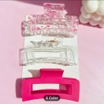 4 Pcs Pink Large Hair Claw Clips 3.4" Non-slip Big Square Matte for Women Girls, Strong Hold Banana Clips for Thick Thin Hair - Image 2