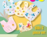 Three fancy-looking waterproof baby bibs with a plastic sheet Three-piece set of water-resistant velvet baby bibs and soft bibs made of plastic sheets for babies. - Image 5