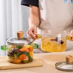 Glass Cooking Pot Heat-resistant Soup Pot Transparent Salad Instant Noodle Bowl Kitchen Cookware