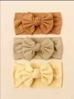 3pcs/Set Wholesale Knitted Children Hairband Solid Color Strips Cute Bow Headband For Infant Baby Kids Sport Hair Accessories - Image 2
