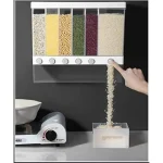 6-in-1 Cereal Dispenser – Wall Mounted Rice & Grain Storage Container, Multi-Compartment Dry Food Dispenser for Cereals, Pulses, Sugar & Snacks