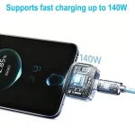 140W Universal Auto Disconnect Charger Adapter Cable, Type-C Mobile Fast Charging Separator with Full Charge Auto Cut for Night Charging - Image 2