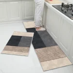 2 Pcs Set Kitchen Mat | Kitchen Water Absorbent Anti Slip Mat & Runner | Kitchen Mat | Water Absorbent Mat | water Absorbent non-slip Mat | long Beside Area Mat | washable Mat | Random color | Mat | - Image 2
