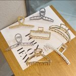 Tawakkal Mart GoldHollow Geometric Hair Clips Metal Hair Claw Cross Hairclip Headband Hairpin Sliver Hair Crab Women Fashion Hair By Tawakkal Mart