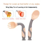 Tawakkal Mart 2 Pcs Baby Utensils Spoon Fork Set with Travel Safe Toddler Babies Children Feeding Training Easy Grip Heat Resistant Flexible Soft Perfect Self Learning - Image 2