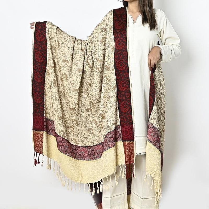 imgi_51_7ea99a07a85c98dd488d5d7e9a1e17b8 Shawl For Women Winters Kashmiri Heera Stole For Girls | 4 Side Jacquard Full Size Shawl and Muffler Mominas - Image 1