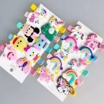 Tawakkal Mart -1/2/4/6/8/10 PCS Children Hair Accessories Baby Hair Clips PINK Girls Hairgrips Cute Rainbow Kids Hairpins