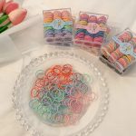 Tawakkal Mart 100pcs/Bag Children Cutee Candy Cartoon Solid Rubber Bands Girls Lovely Colorful Elastic Hair Bands Kids Sweet Hair Accessories By Tawakkal Mart