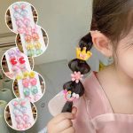 Tawakkal Mart 10Pcs/Set Cute Cartoon Bear Rabbit Hair Band Girls Elastic Rubber Band Headwear Flower Bow Baby Kids Hair Accessories Ornaments
